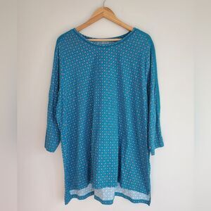 Landsend long sleeve printed top with crochet details plussize Womens 2x 20w-22w